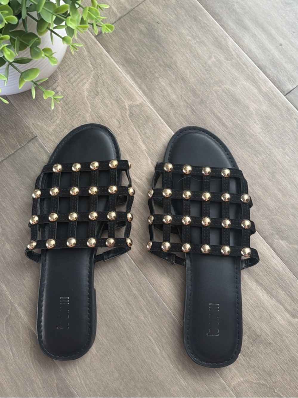Black Studded Sandals